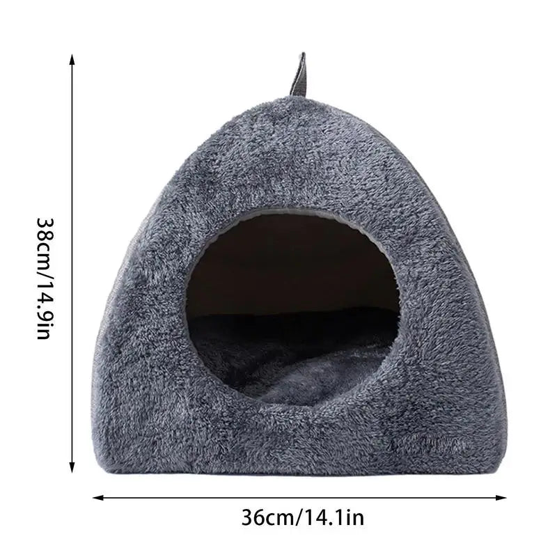 Cozy Cat & Dog Cave Bed – Warm Foldable Pet House with Washable Fluffy Cushion | Soft Indoor Tent Bed for Cats & Small Dogs