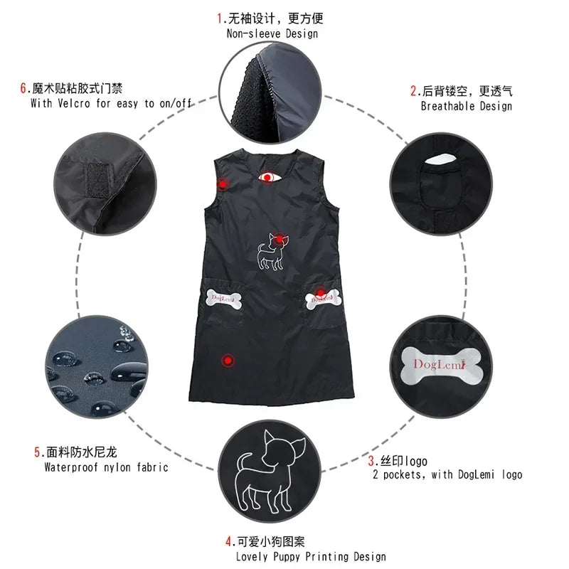 Pet Grooming Overalls Waterproof Nylon Grooming Apron with Pockets anti Stick 