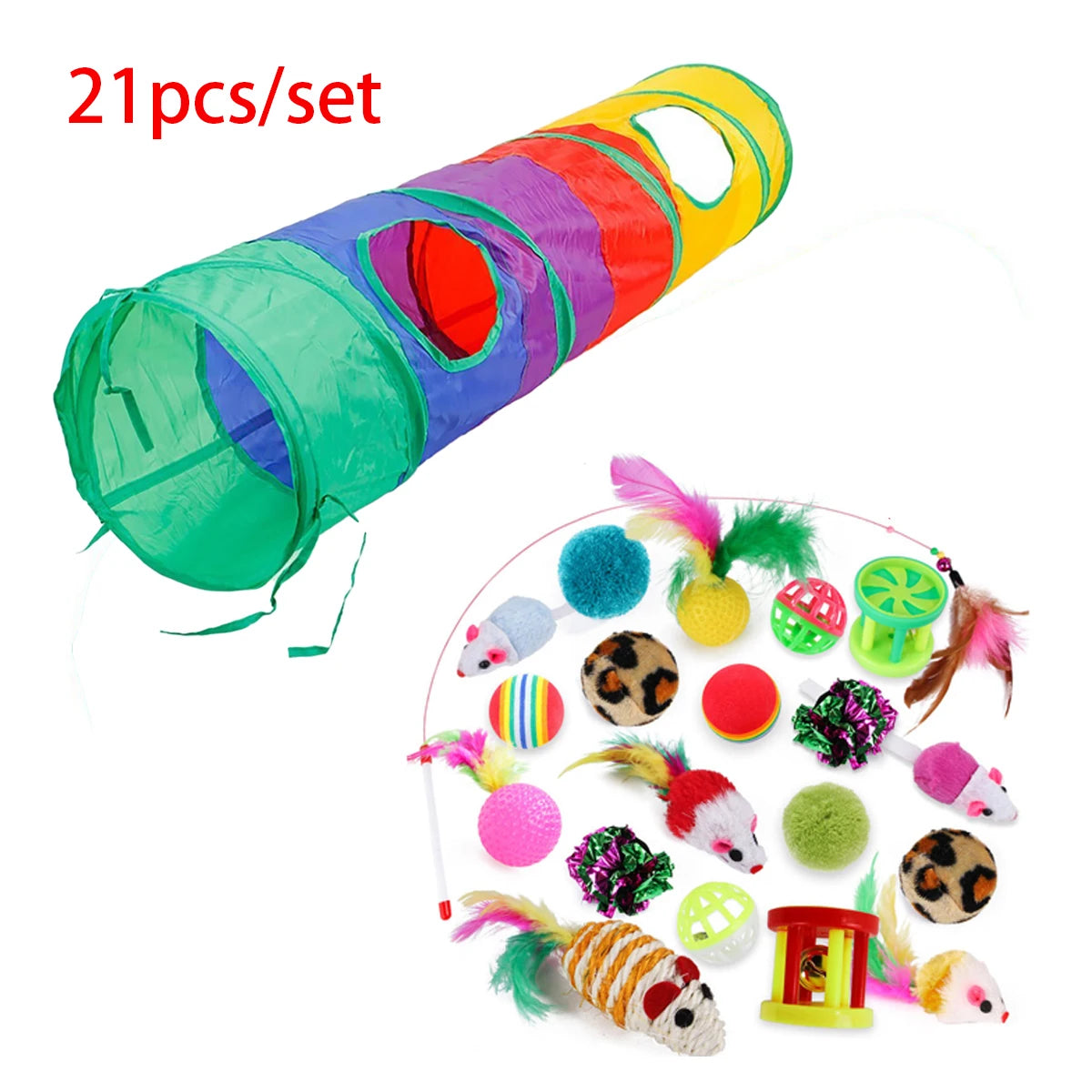 Foldable Cat Crinkle Tunnel Toy – Interactive Cat Tent & Rattle Tunnel for Indoor Cats and Small Pets | Fun Hide & Play Toy