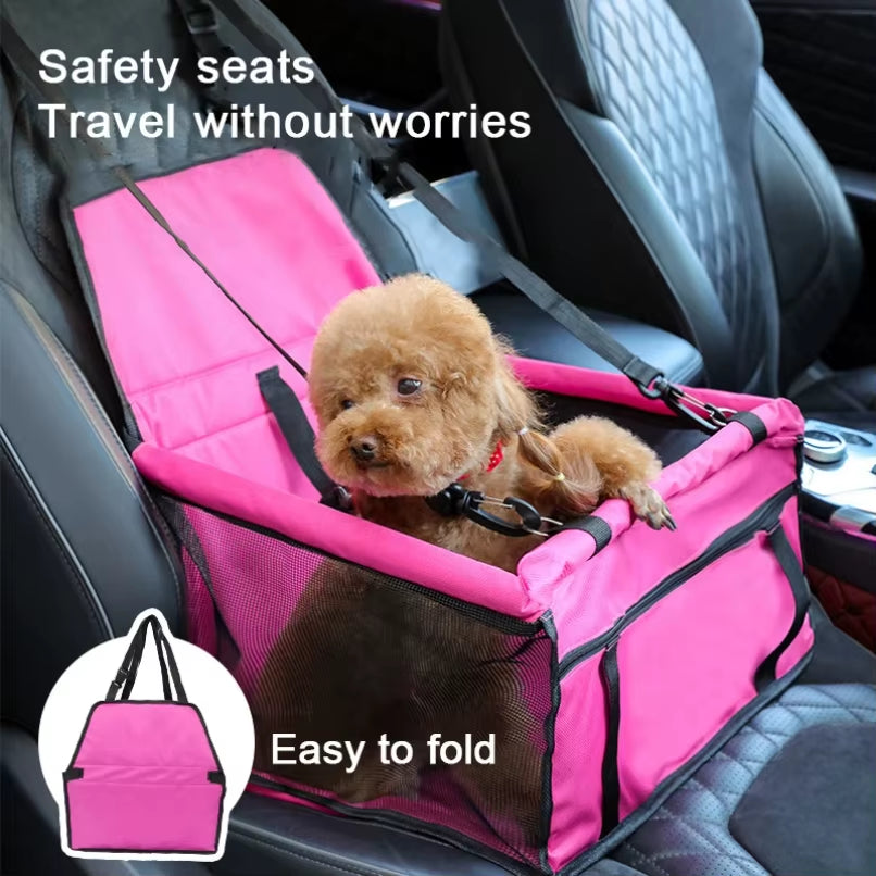 Foldable Dog Car Seat Carrier & Travel Hammock – Secure Pet Travel Seat for Dogs & Cats