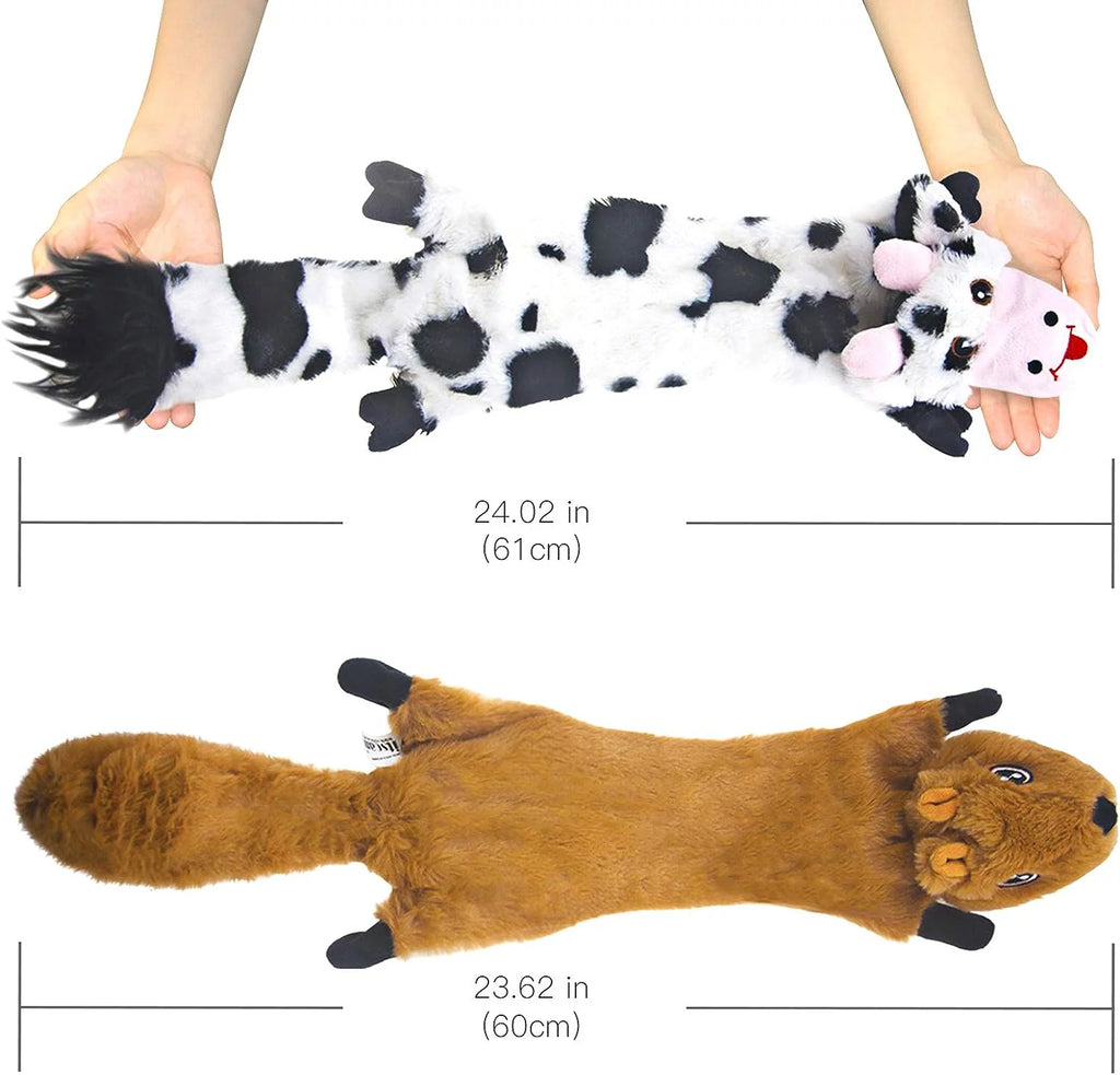 5-Pack Stuffing-Free Squeaky Dog Toys – Crinkle Plush Animal Chew Toys for Medium & Large Dogs | Fun Puppy Toy Set