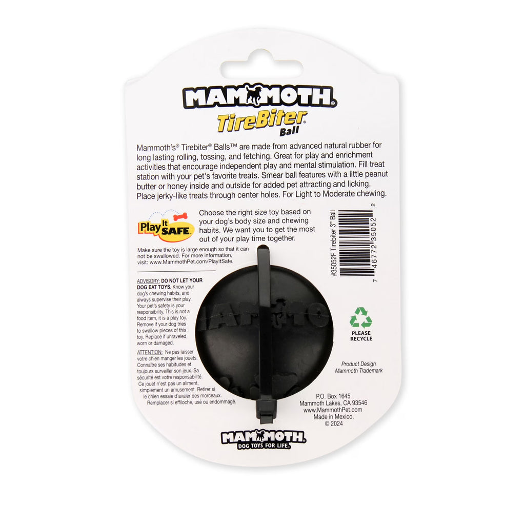 Tirebiter Advanced Ball Rubber Dog Toy W/Treat Station Medium 3"
