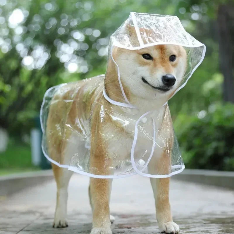 1Pc Transparent Hooded Pet Dog Plastic Raincoat Dog Clothes Poncho for Dogs 
