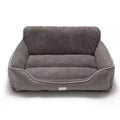 Washable Large Grey Dog Bed with Bolster