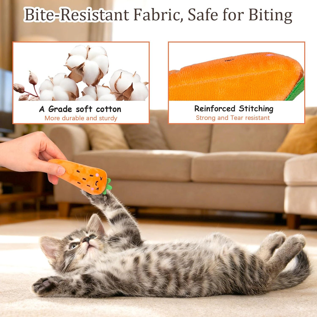 5-Pack Catnip Plush Cat Toys – Carrot-Shaped Interactive Toys for Indoor Cats