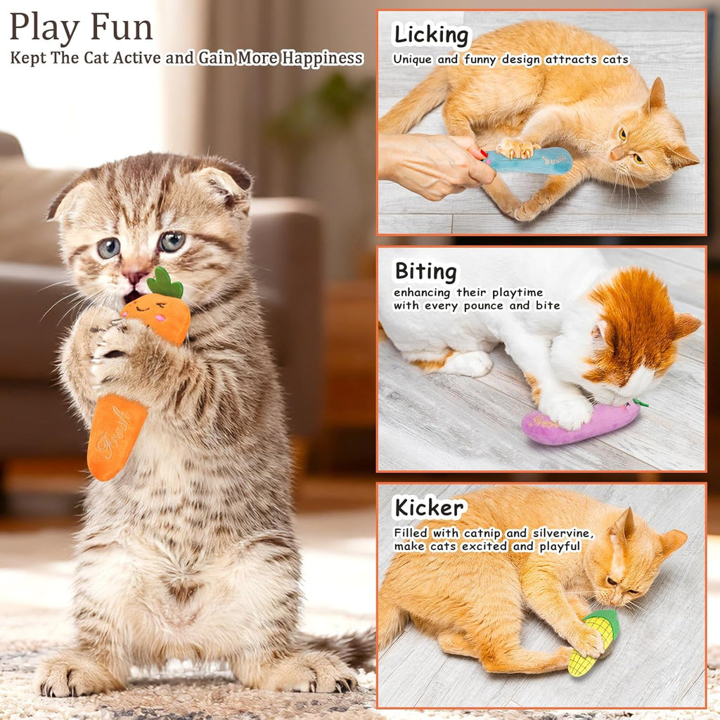 5-Pack Catnip Plush Cat Toys – Carrot-Shaped Interactive Toys for Indoor Cats