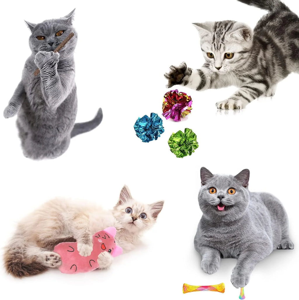34-Piece Interactive Cat Toy Set with Tunnel, Tent, Wand & Feather Teasers