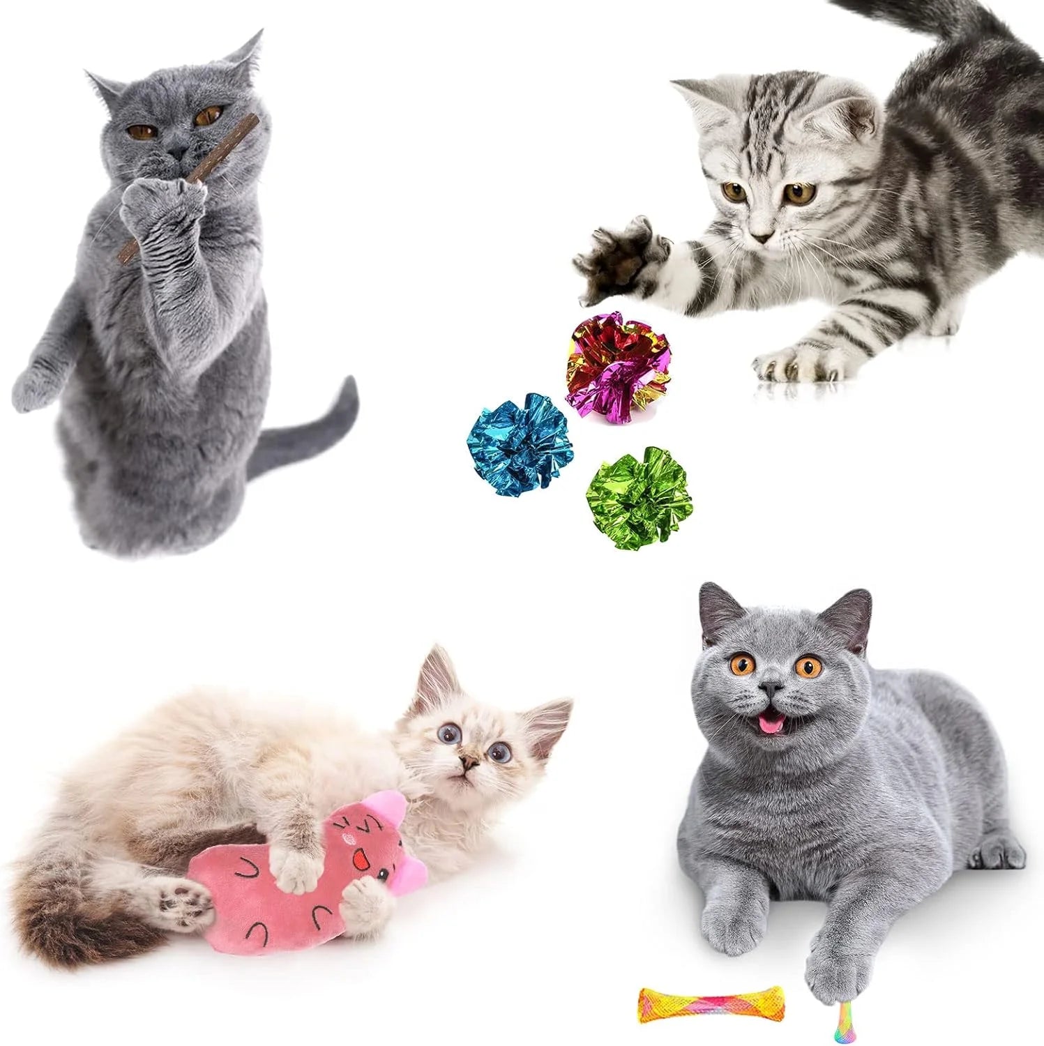 34-Piece Interactive Cat Toy Set with Tunnel, Tent, Wand & Feather Teasers