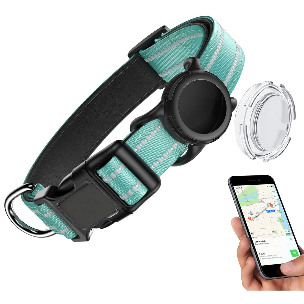 Waterproof Air Tag Dog Collar with Airtag Holder, Reflective Soft Padded & Safety Buckle