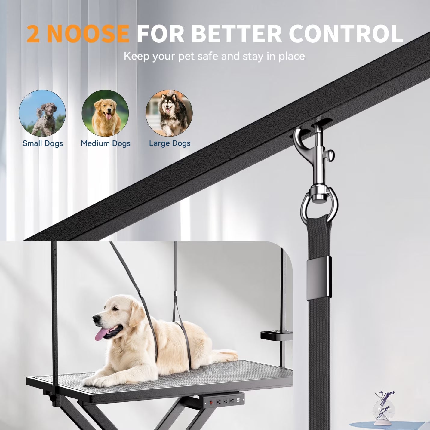 Heavy-Duty Electric Lift Dog Grooming Table with Leveling Wheels & Non-Slip Surface – Black