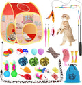 34-Piece Interactive Cat Toy Set with Tunnel, Tent, Wand & Feather Teasers