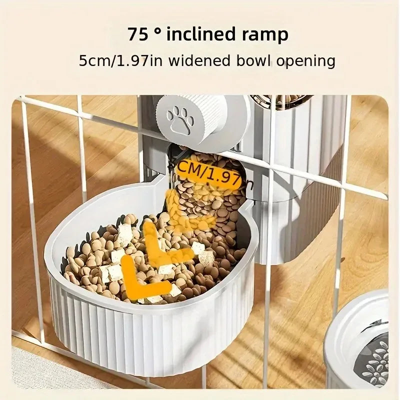 Hanging Automatic Pet Feeder & Water Dispenser Set – Gravity Food & Water Station for Cages
