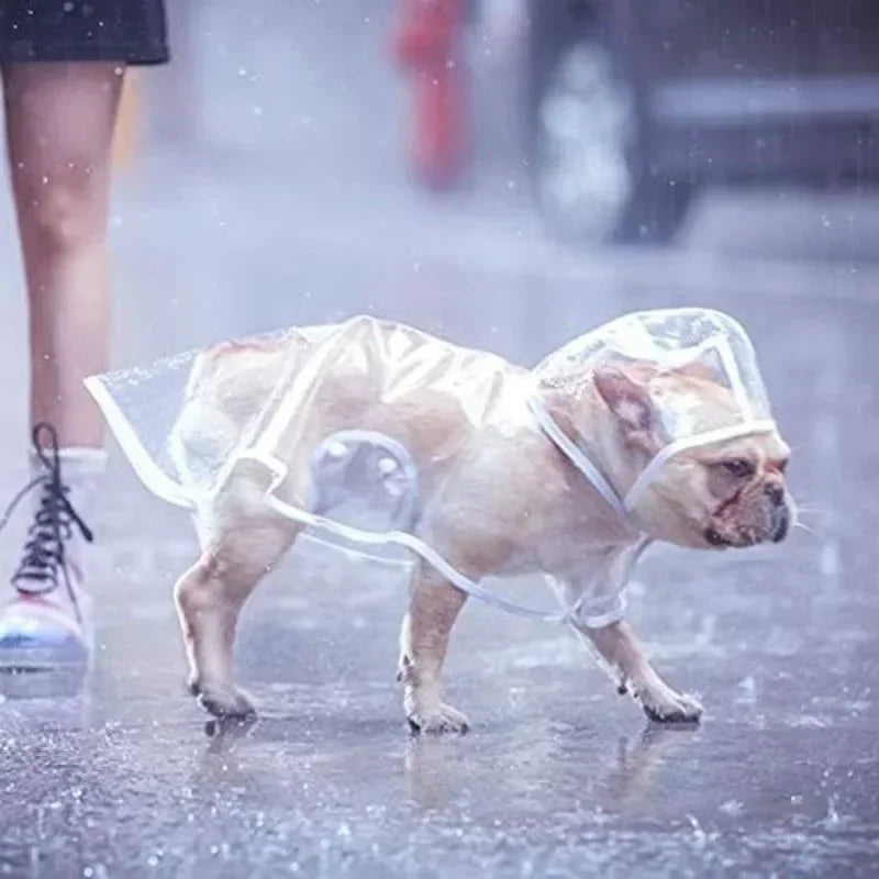 1Pc Transparent Hooded Pet Dog Plastic Raincoat Dog Clothes Poncho for Dogs 
