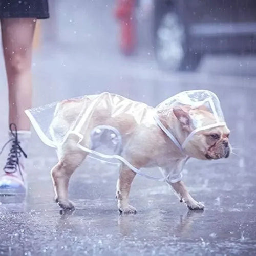 1Pc Transparent Hooded Pet Dog Plastic Raincoat Dog Clothes Poncho for Dogs 
