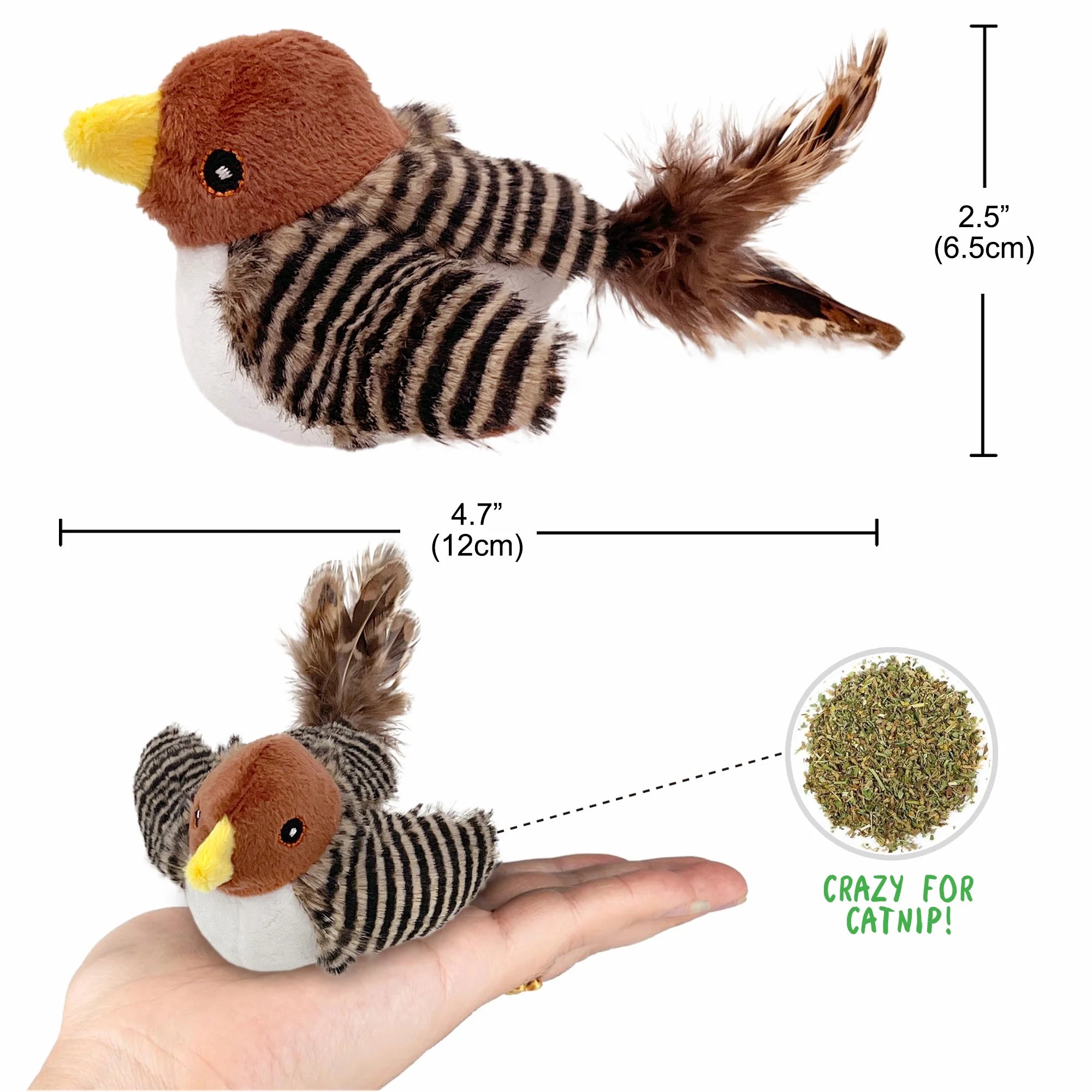 Interactive Electronic Cat Toy, Automatic Chirping Bird Toy Squeaky with Feather Tail, Melody Chaser Toy for Cats to Play Alone
