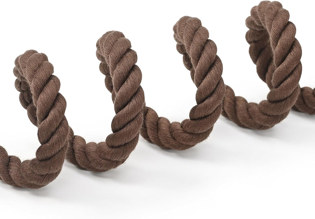 Dog Leash, Braided Cotton Rope Leashes with Leather Tip - Heavy Duty Metal Clasp, 4FT, 1/2" Thick- Dark Brown