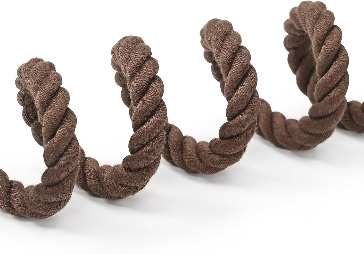 Dog Leash, Braided Cotton Rope Leashes with Leather Tip - Heavy Duty Metal Clasp, 4FT, 1/2" Thick- Dark Brown