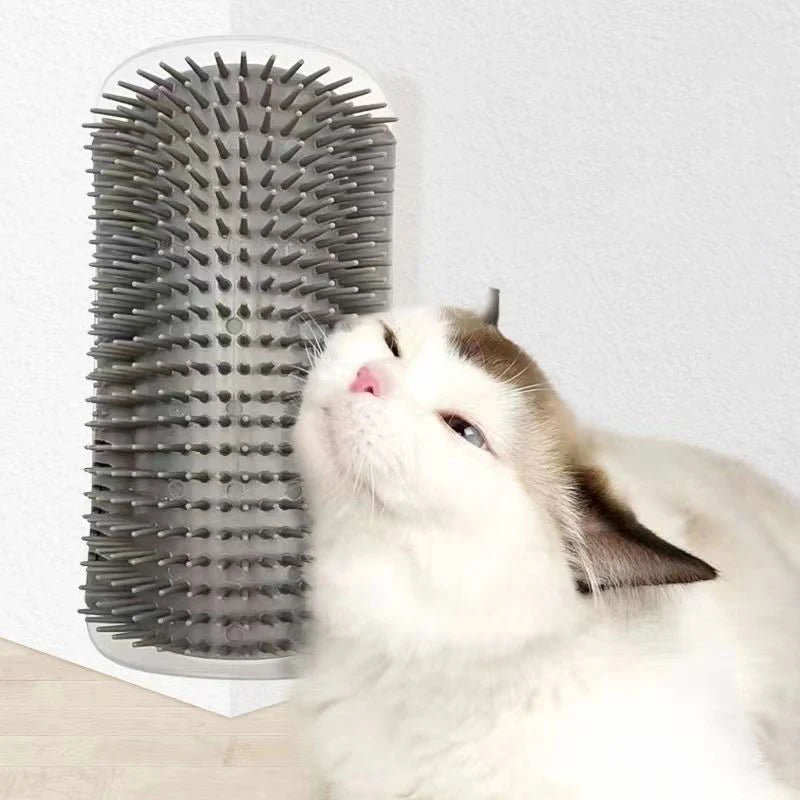 Cat Self Groomer Wall Brush – Corner Cat Scratcher & Massage Comb with Catnip | Interactive Grooming Toy for Cats