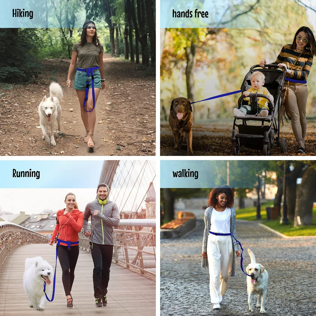 Hands-Free Dog Leash – Adjustable Running, Walking & Training Leash for Dogs -Royal Blue
