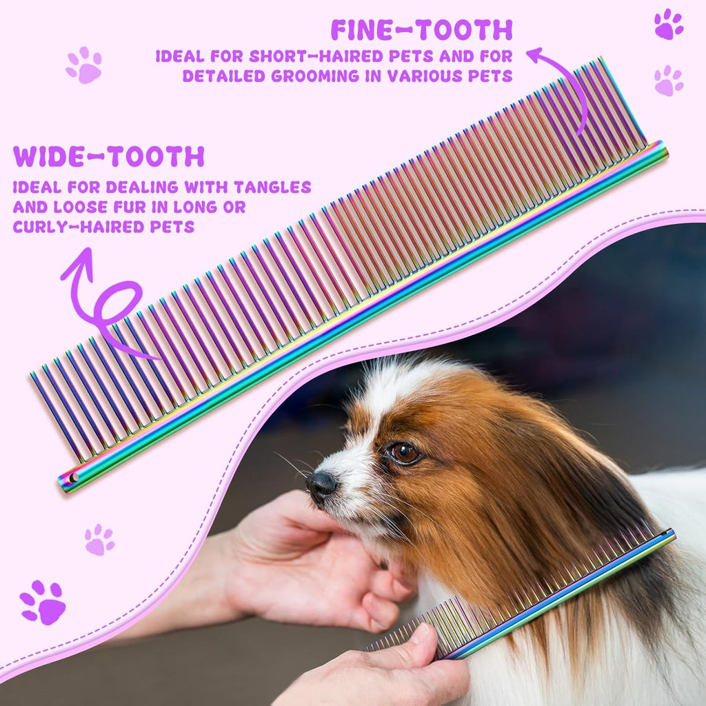 Professional Pet Grooming Scissors Set – 7" & 8" Curved, Thinning & Chunker Shears with Grooming Comb