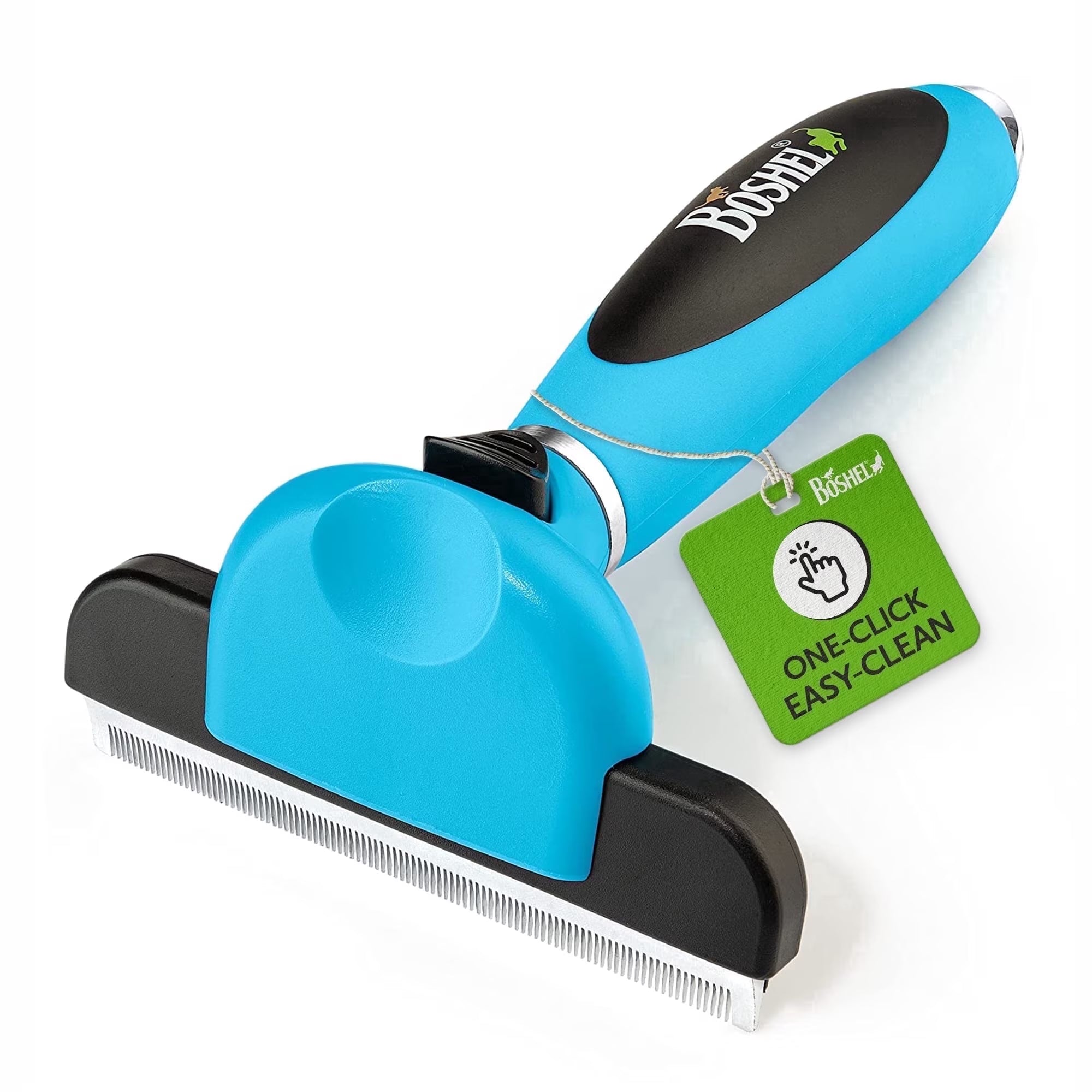 Ergonomic Grooming Brush for Dogs & Cats - Reduces Shedding - Easy Clean Anti-Slip Handle - Deshedding Tool