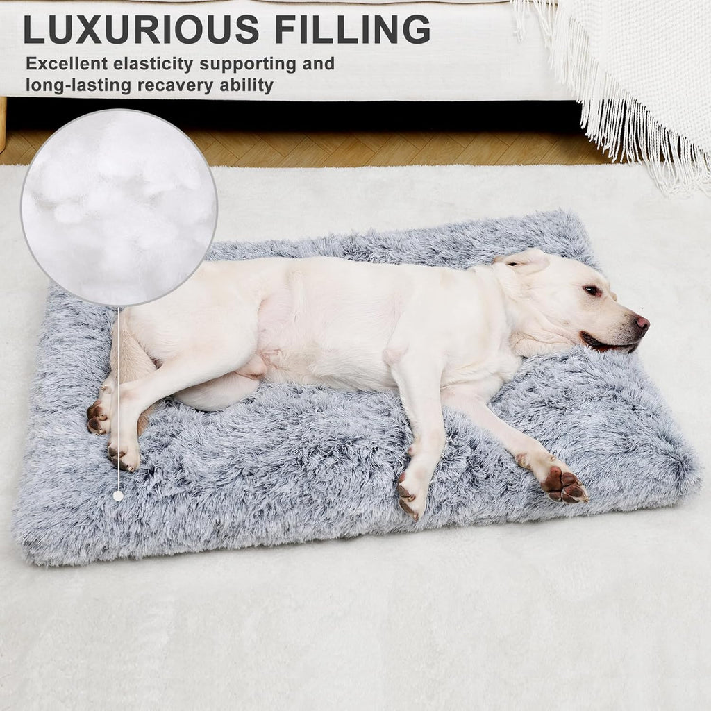 Dog Bed, Extra Large, Plush Soft Pet Beds for XL Dogs, Crate Pad, Washable, 41L X 27W X 2H Inches, 100 Lbs Capacity, Grey