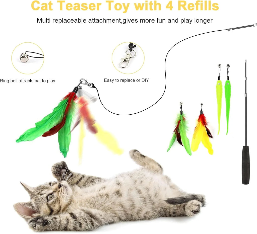 34-Piece Interactive Cat Toy Set with Tunnel, Tent, Wand & Feather Teasers