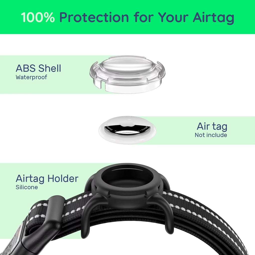 Waterproof Air Tag Dog Collar with Airtag Holder, Reflective Soft Padded & Safety Buckle