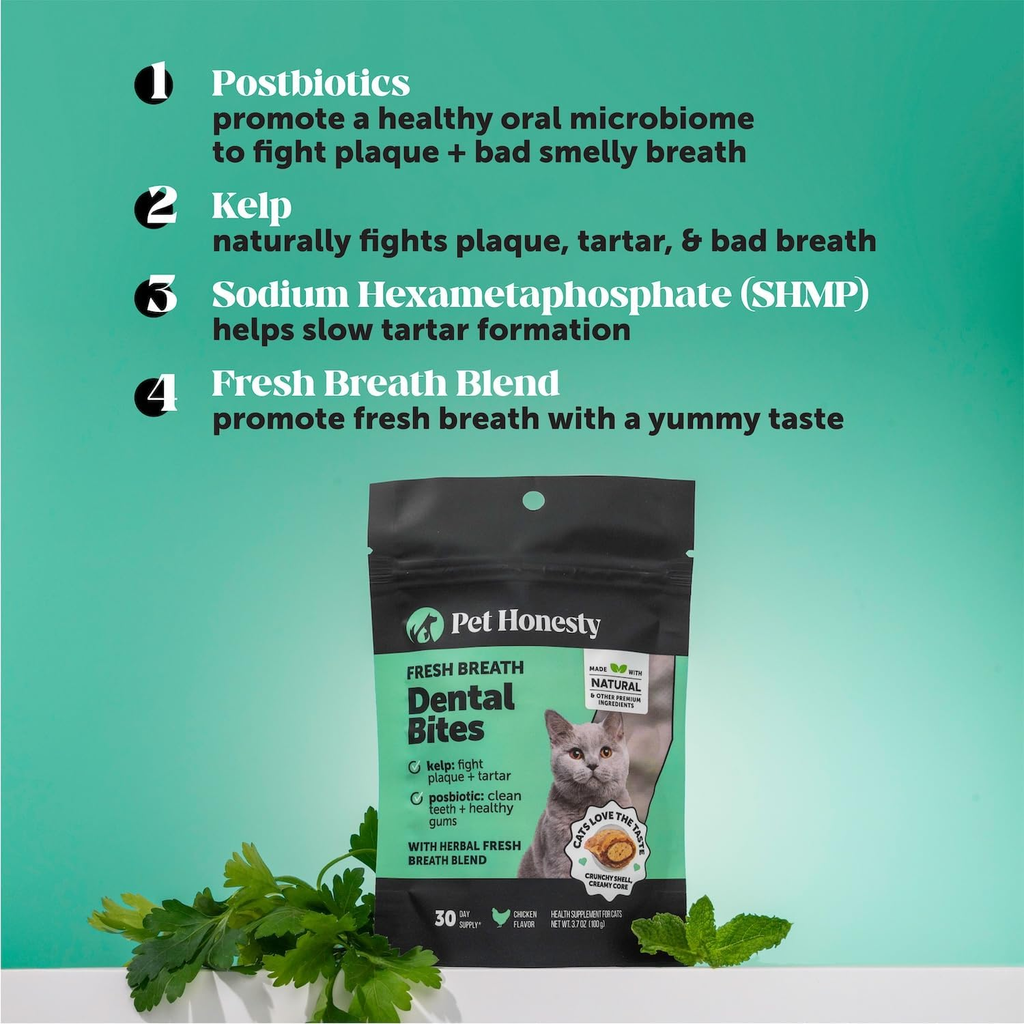 Fresh Dental Bites for Cats - Crunchy & Creamy Cat Dental Treats for Fresh Breat