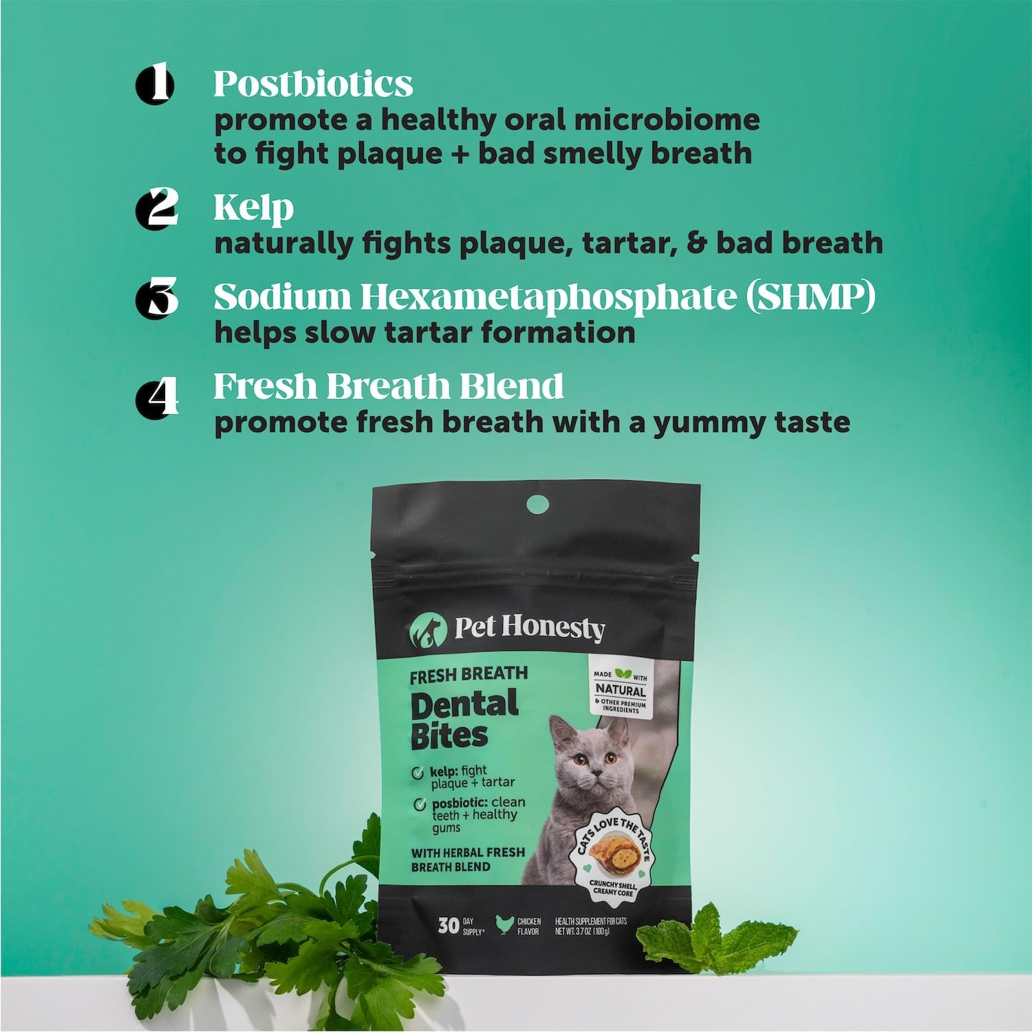 Fresh Dental Bites for Cats - Crunchy & Creamy Cat Dental Treats for Fresh Breat