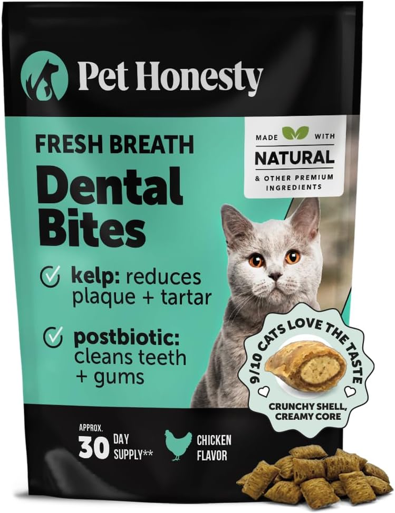 Fresh Dental Bites for Cats - Crunchy & Creamy Cat Dental Treats for Fresh Breat