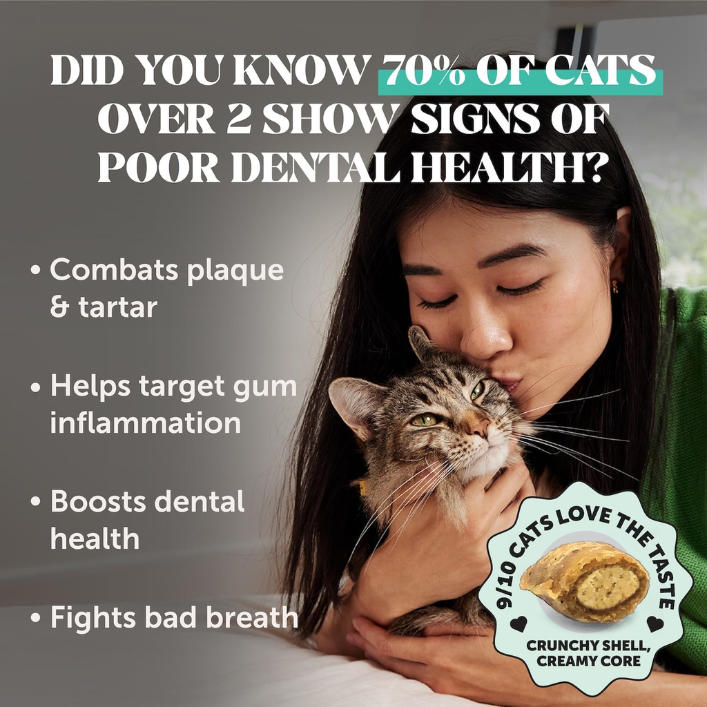 Fresh Dental Bites for Cats - Crunchy & Creamy Cat Dental Treats for Fresh Breat